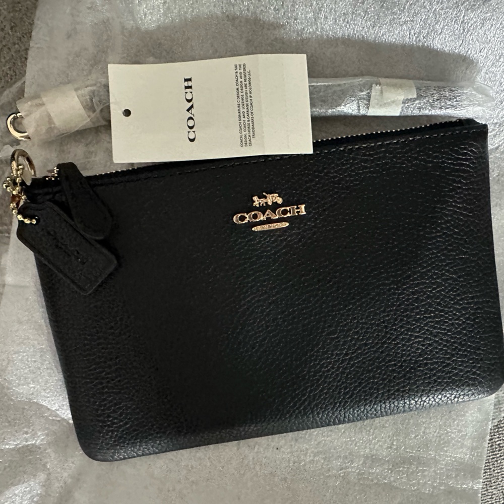 Coach Black Leather Shoulder Bag with Gold Accents